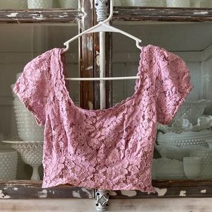 Pink Lace Crop Top